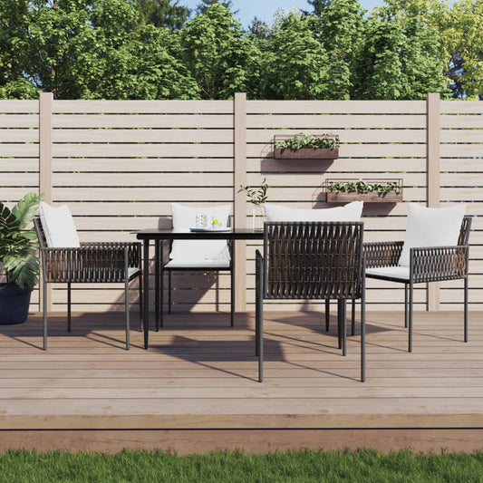 5-tlg. Garten-Essgruppe mit Kissen Poly Rattan und Stahl
