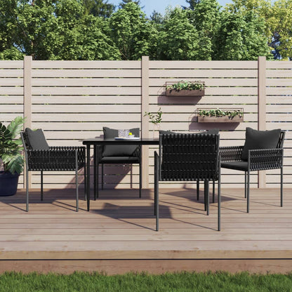5-tlg. Garten-Essgruppe mit Kissen Poly Rattan und Stahl