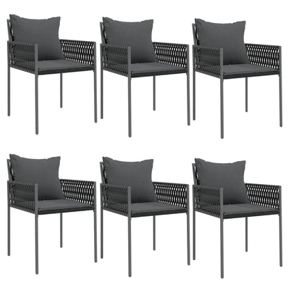 7-tlg. Garten-Essgruppe mit Kissen Poly Rattan und Stahl