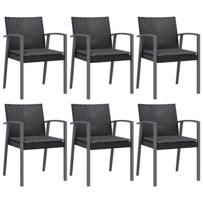 Gartenstühle mit Kissen 6 Stk. Schwarz 56,5x57x83cm Poly Rattan