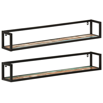 Wandregale 2 Stk. 110x17x17 cm Altholz Massiv und Eisen
