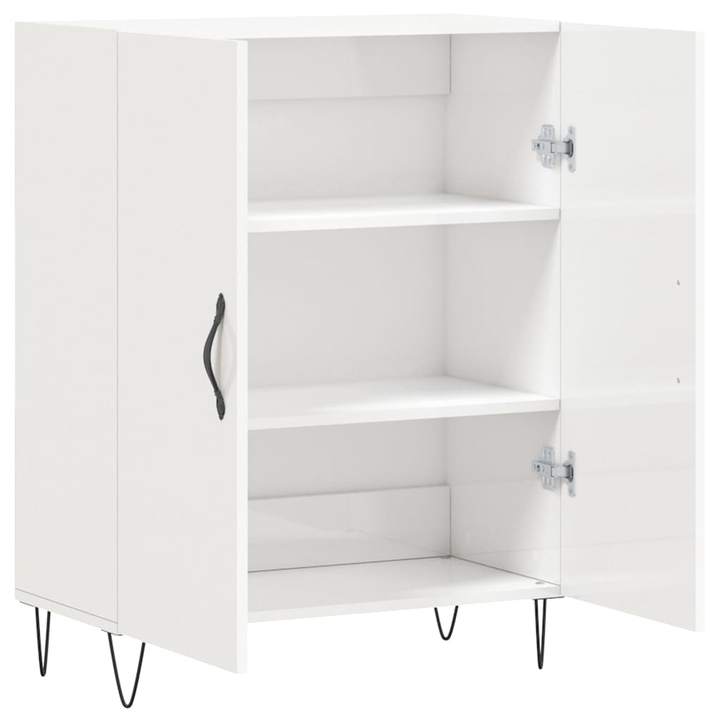 Skænk Højglans Hvid 69,5x34x90 cm Træmateriale
