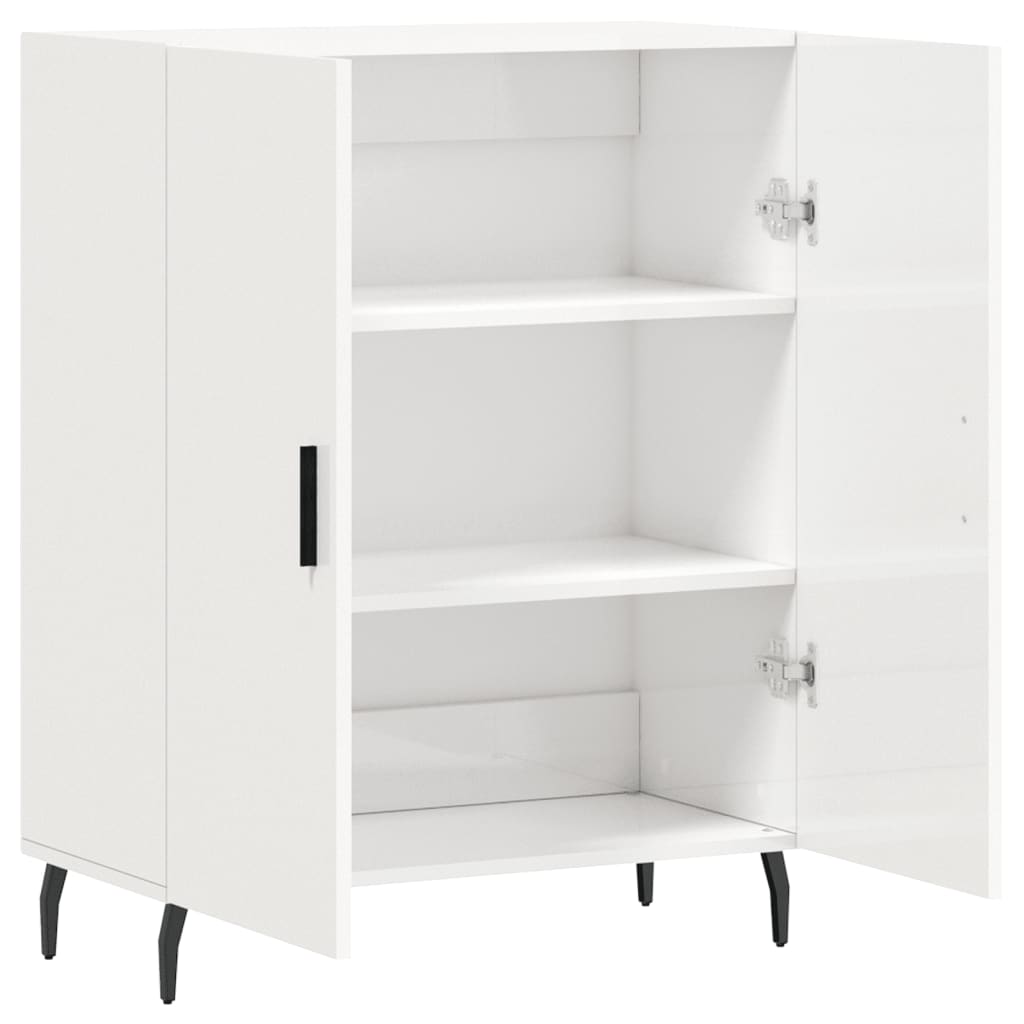 Skænk Højglans Hvid 69,5x34x90 cm Træmateriale