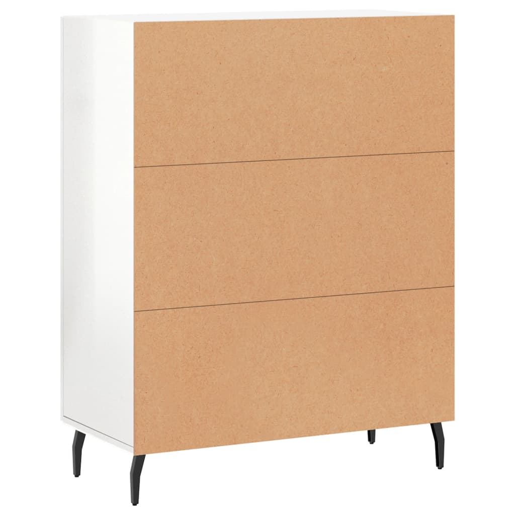 Skænk Højglans Hvid 69,5x34x90 cm Træmateriale