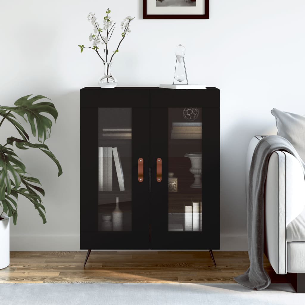 Skænk Sort 69,5x34x90 cm Træ Materiale