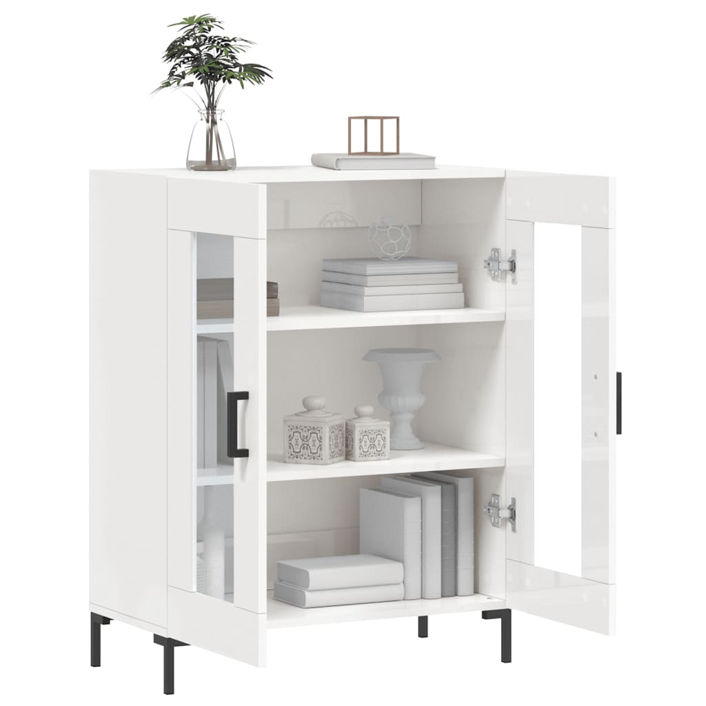 Skænk Højglans Hvid 69,5x34x90 cm Træmateriale