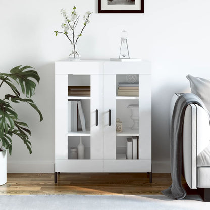 Skænk Højglans Hvid 69,5x34x90 cm Træmateriale
