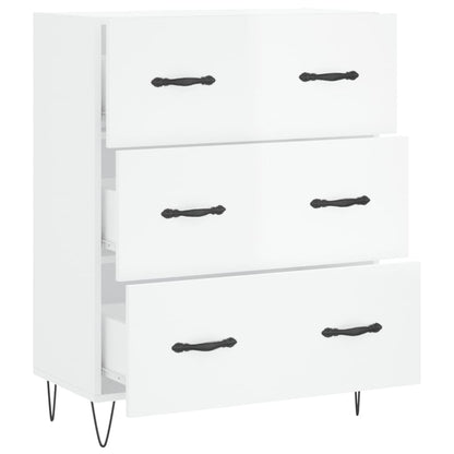Skænk Højglans Hvid 69,5x34x90 cm Træmateriale