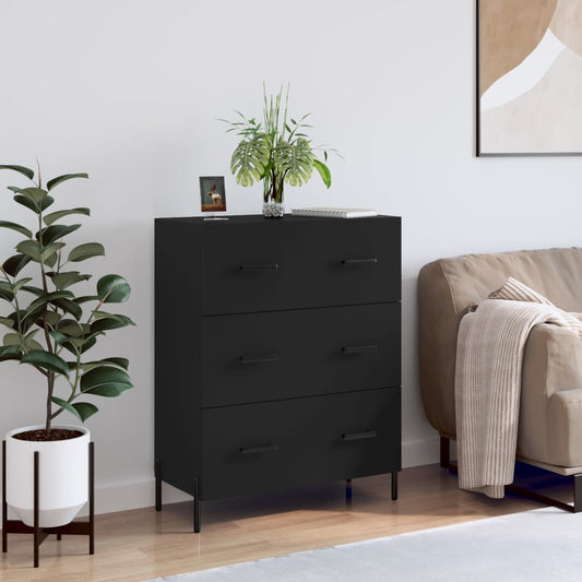 Skænk Sort 69,5x34x90 cm Træ Materiale