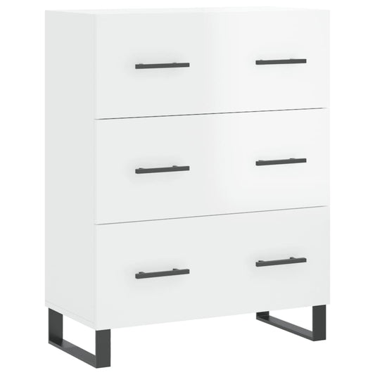 Skænk Højglans Hvid 69,5x34x90 cm Træmateriale