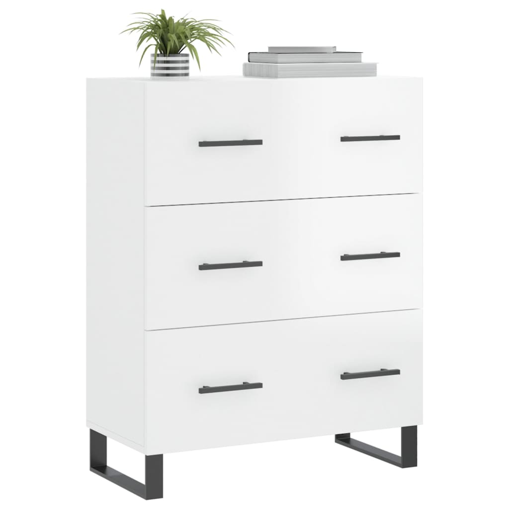 Skænk Højglans Hvid 69,5x34x90 cm Træmateriale