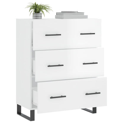 Skænk Højglans Hvid 69,5x34x90 cm Træmateriale