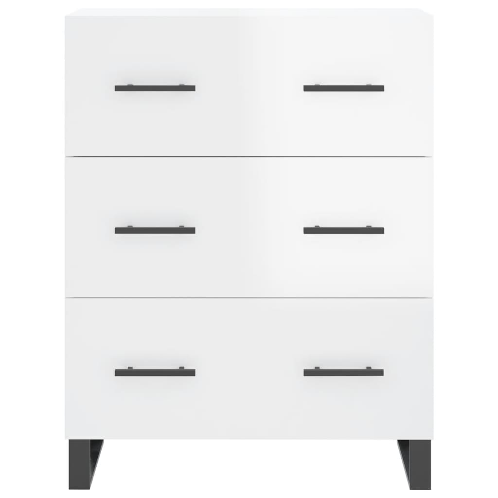 Skænk Højglans Hvid 69,5x34x90 cm Træmateriale
