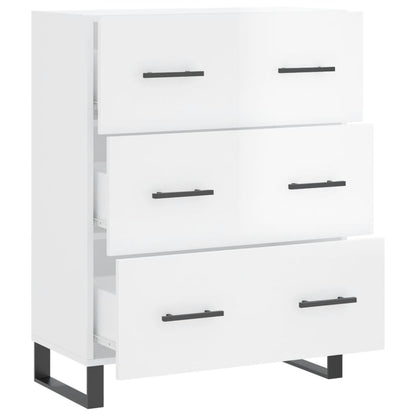 Skænk Højglans Hvid 69,5x34x90 cm Træmateriale