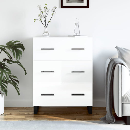 Skænk Højglans Hvid 69,5x34x90 cm Træmateriale
