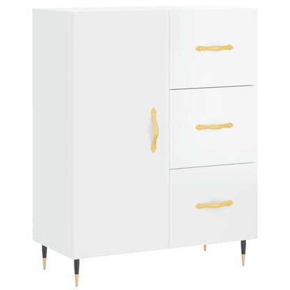 Skænk Højglans Hvid 69,5x34x90 cm Træmateriale