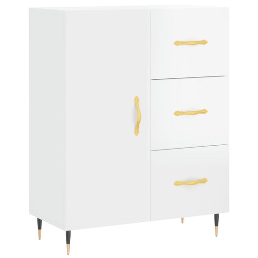 Skænk Højglans Hvid 69,5x34x90 cm Træmateriale