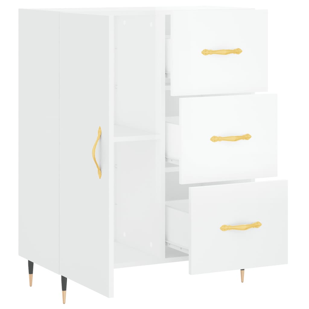 Skænk Højglans Hvid 69,5x34x90 cm Træmateriale