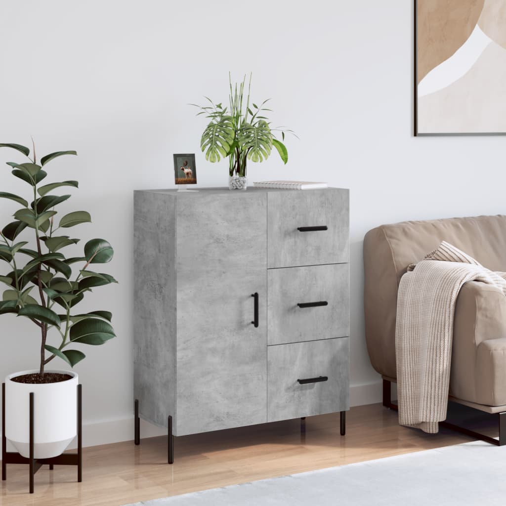Skænk Beton Grå 69,5x34x90 cm Træ Materiale