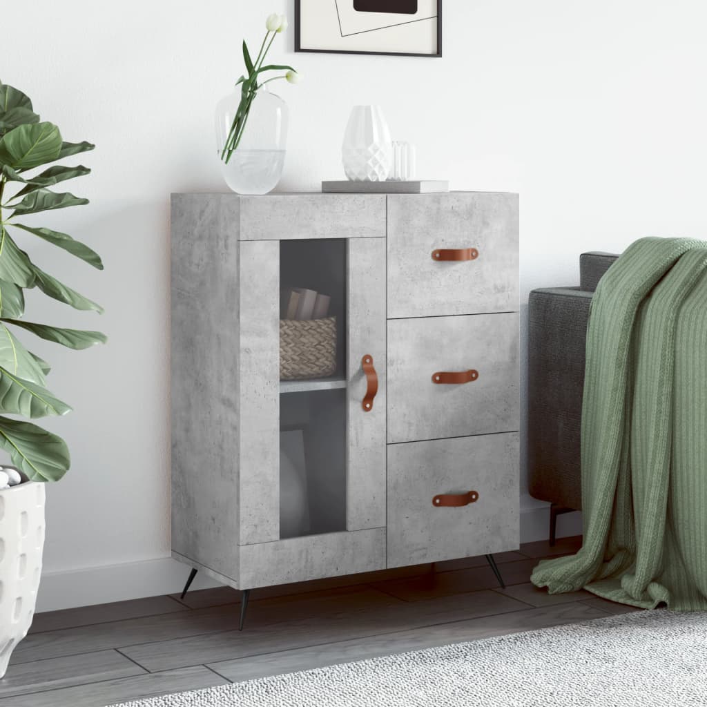 Skænk Beton Grå 69,5x34x90 cm Træ Materiale