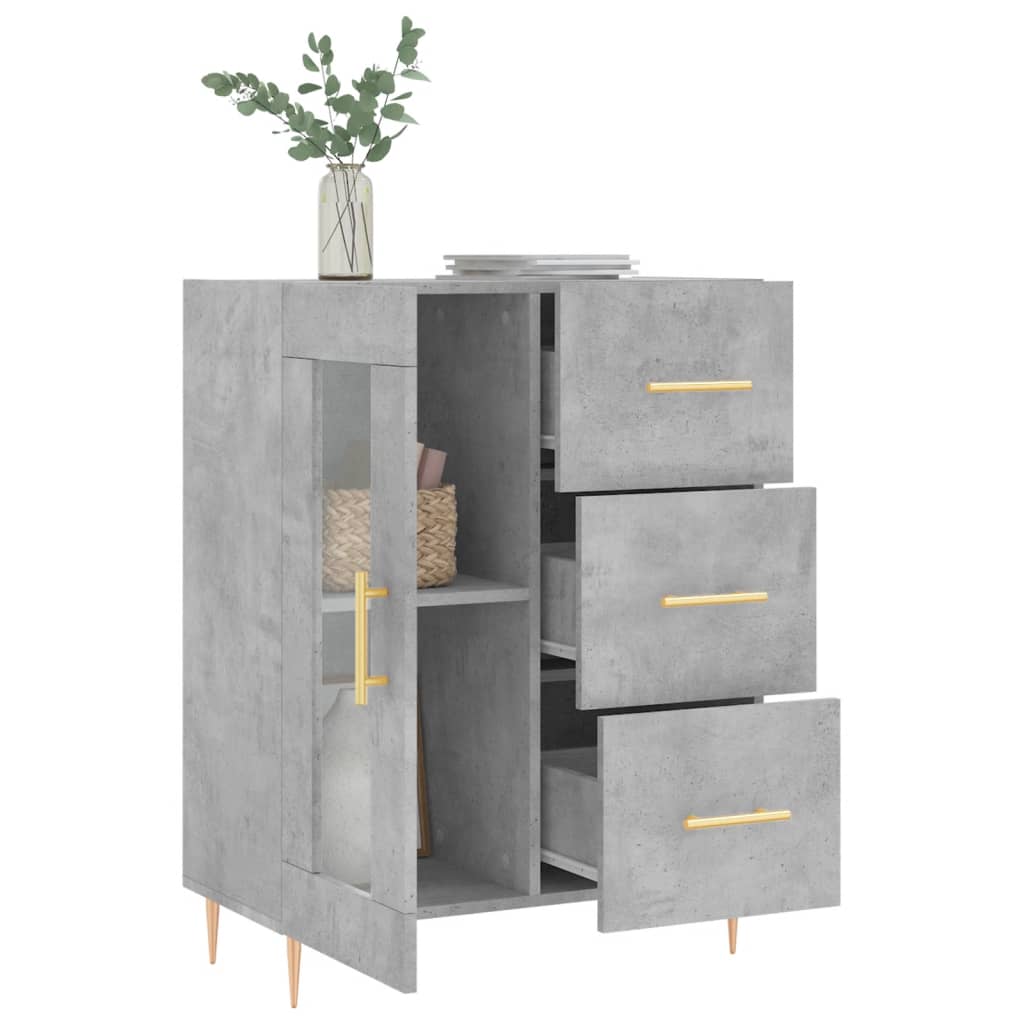 Skænk Beton Grå 69,5x34x90 cm Træ Materiale