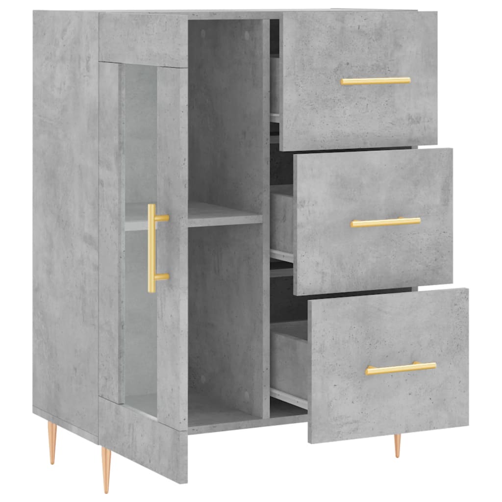 Skænk Beton Grå 69,5x34x90 cm Træ Materiale