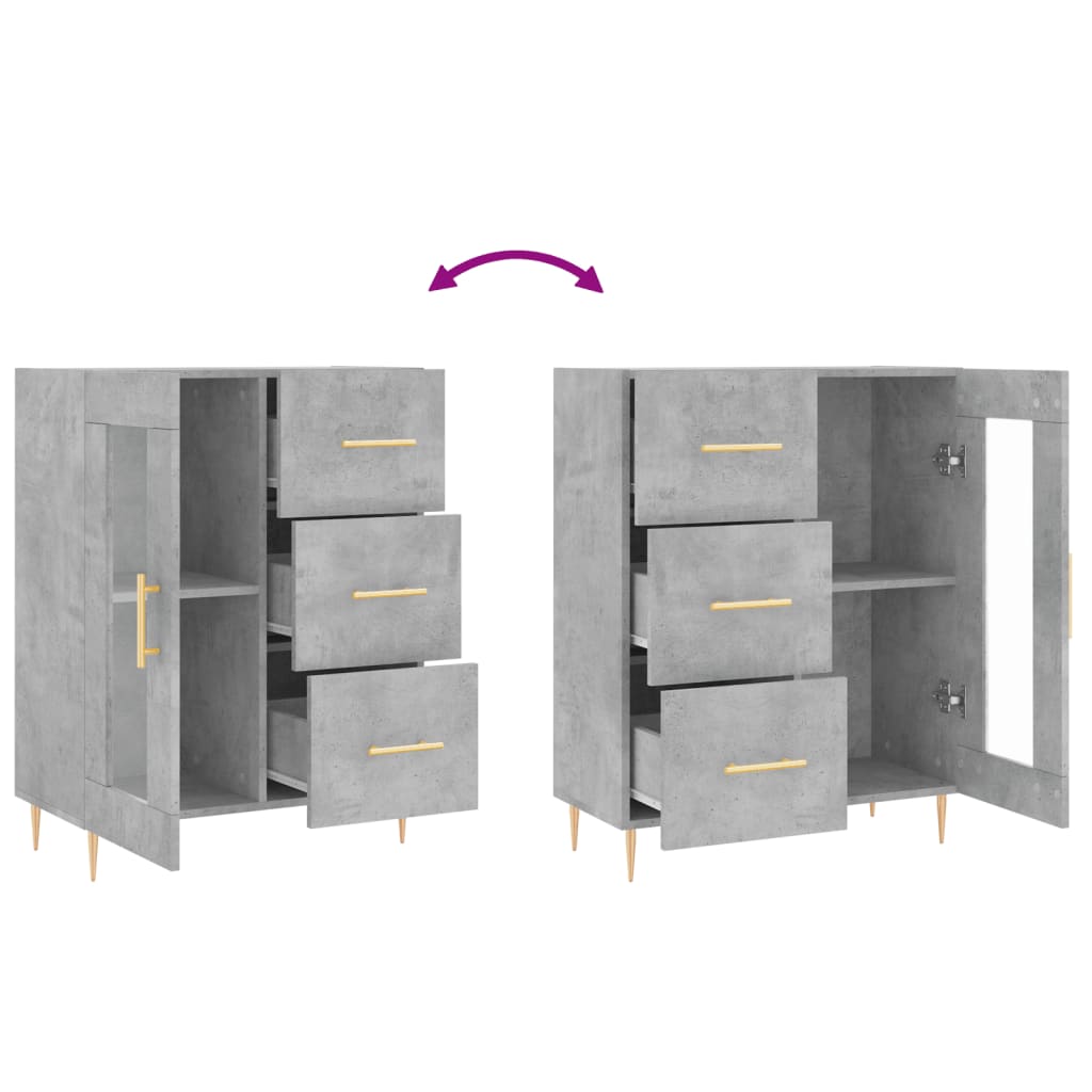Skænk Beton Grå 69,5x34x90 cm Træ Materiale