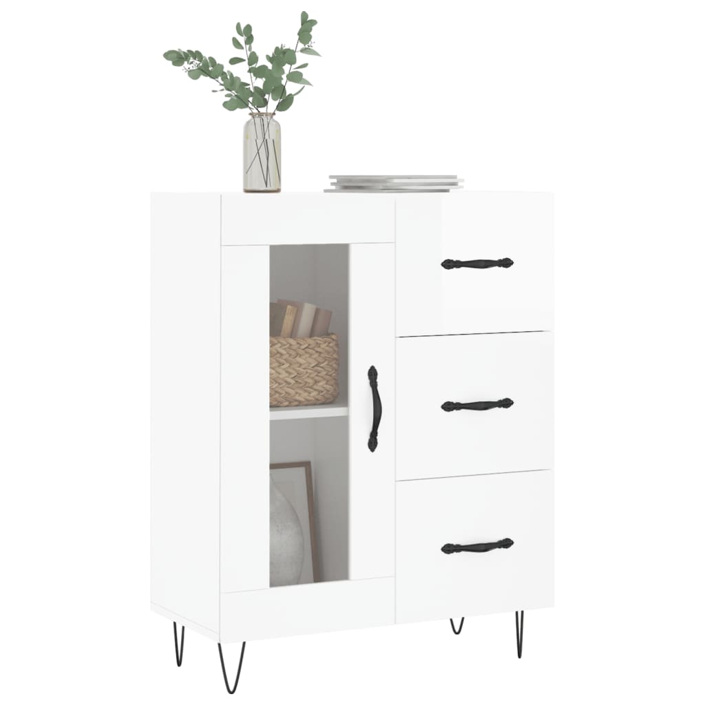 Sideboard Hochglanz-Weiß 69,5x34x90 cm Holzwerkstoff