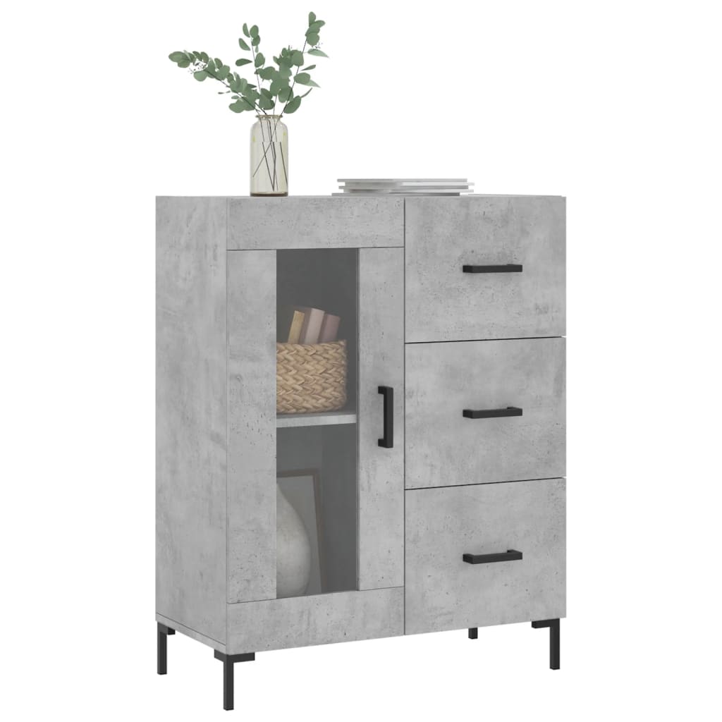 Skænk Beton Grå 69,5x34x90 cm Træ Materiale