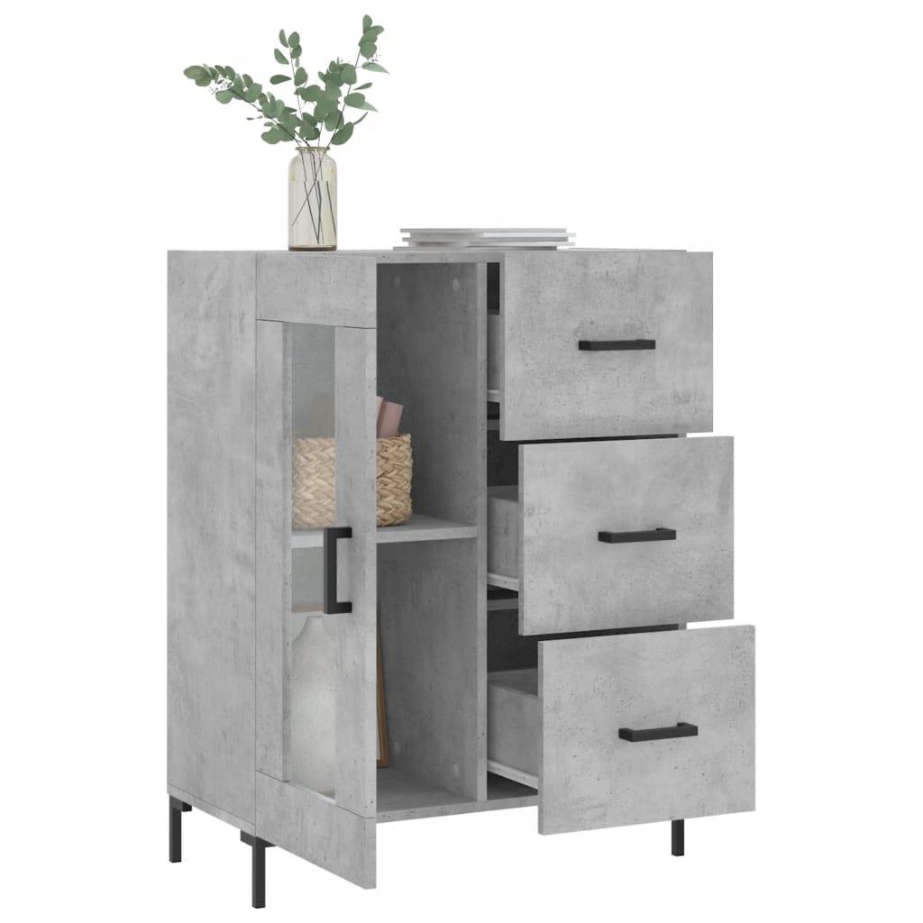 Skænk Beton Grå 69,5x34x90 cm Træ Materiale