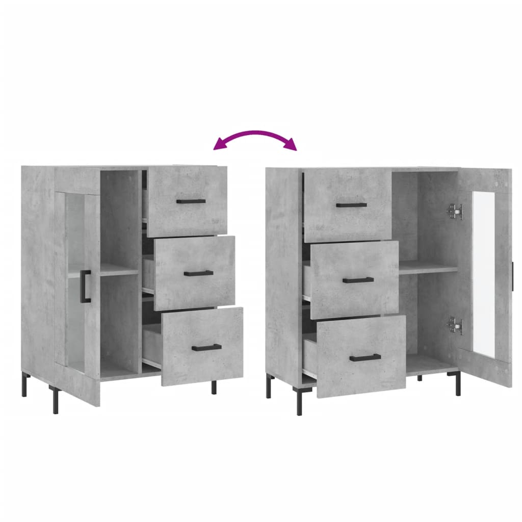 Skænk Beton Grå 69,5x34x90 cm Træ Materiale