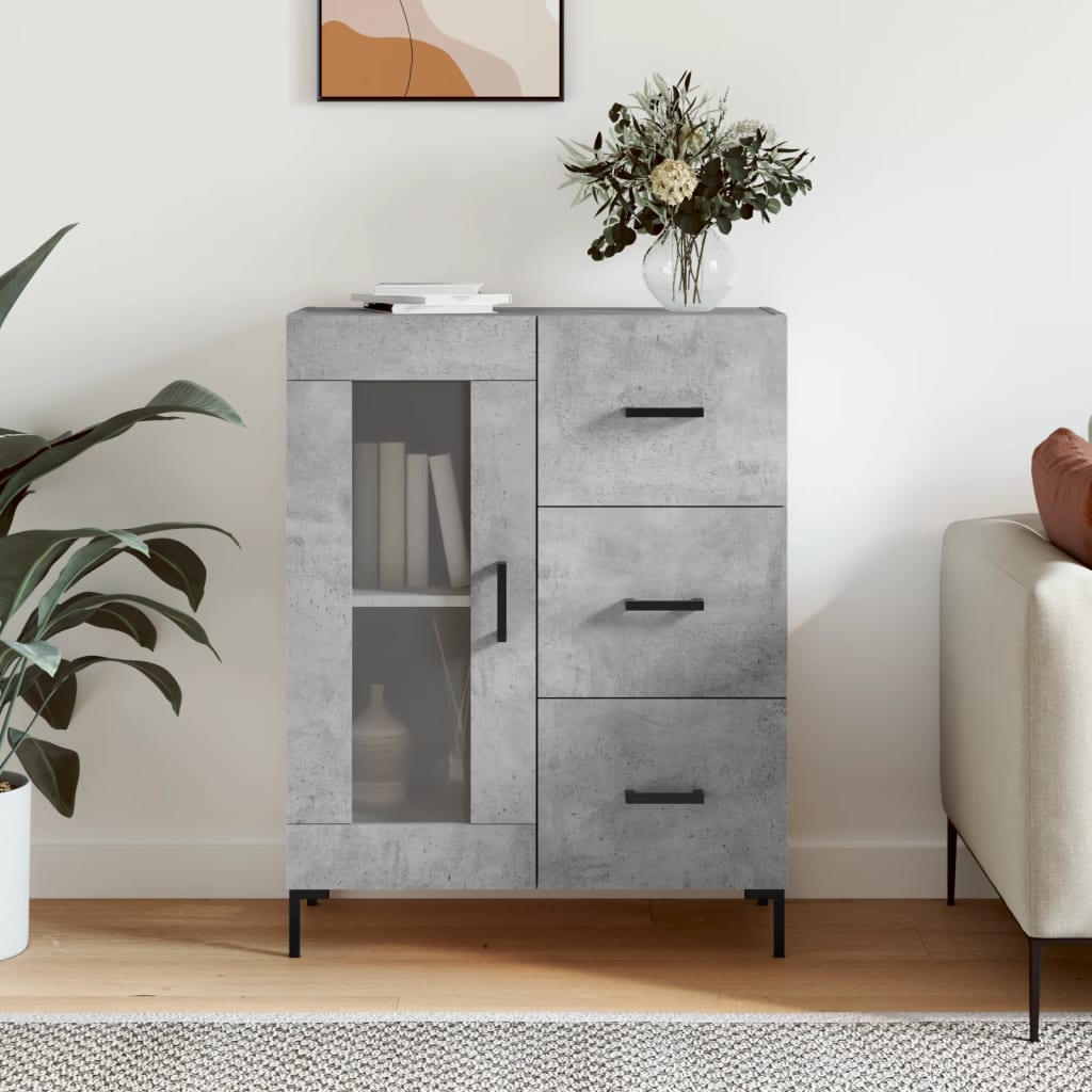 Skænk Beton Grå 69,5x34x90 cm Træ Materiale