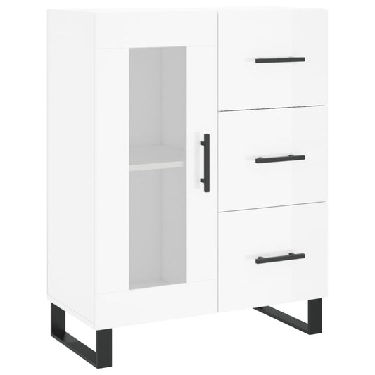 Skænk Højglans Hvid 69,5x34x90 cm Træmateriale