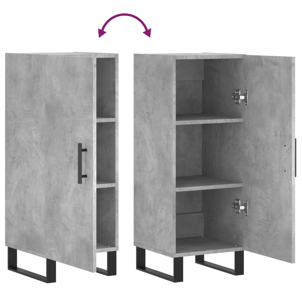 Skænk Beton Grå 34,5x34x90 cm Træ Materiale