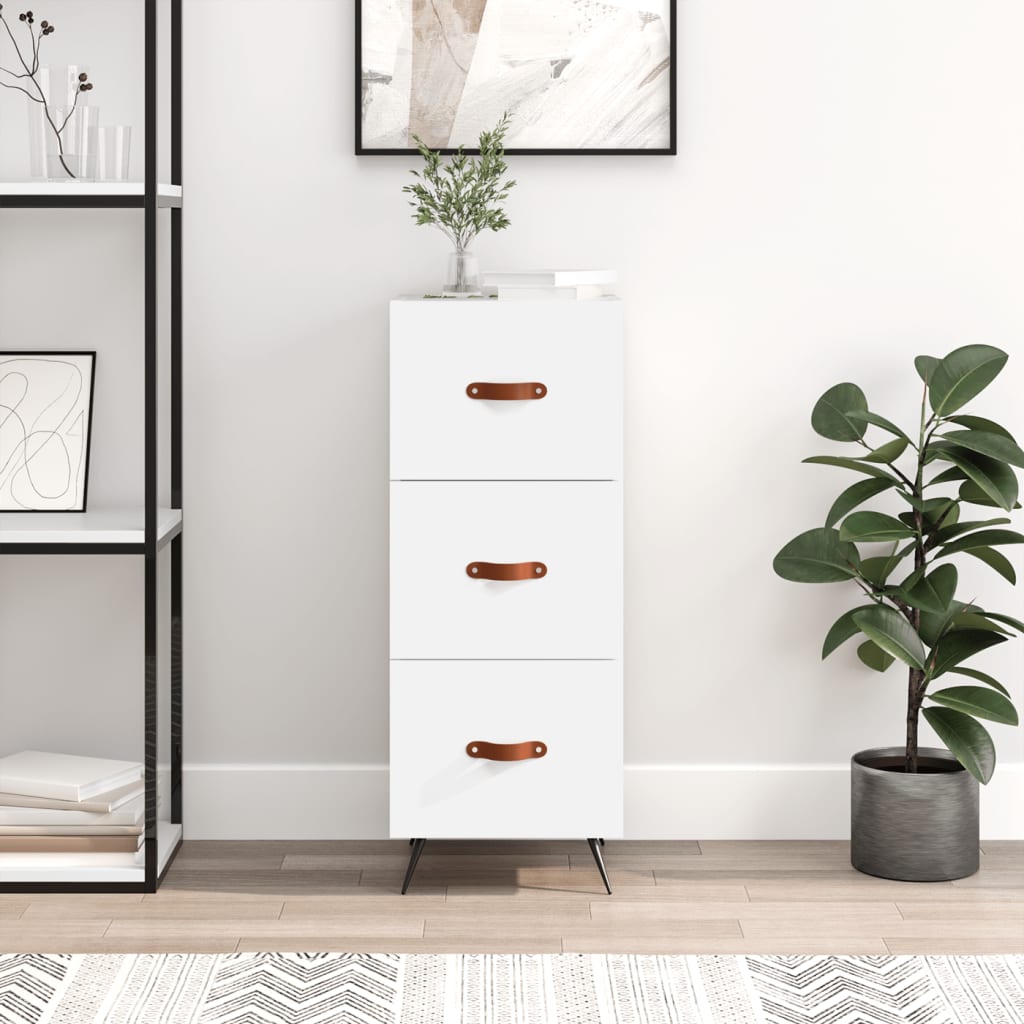Skænk Hvid 34,5x34x90 cm Træ Materiale