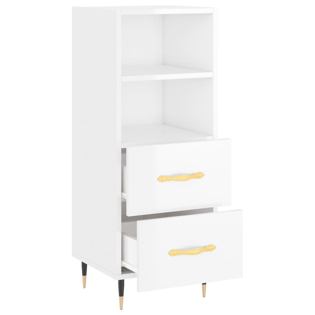 Sideboard Hochglanz-Weiß 34,5x34x90 cm Holzwerkstoff
