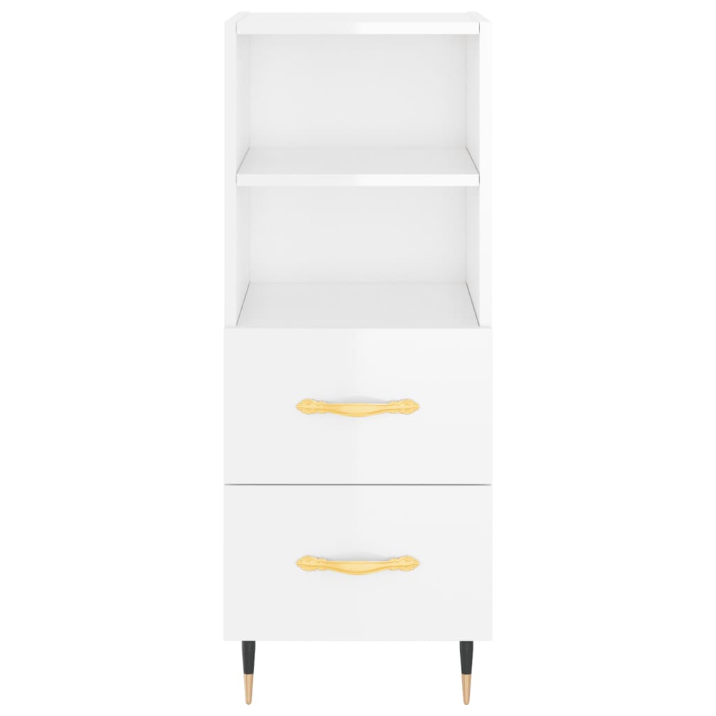 Sideboard Hochglanz-Weiß 34,5x34x90 cm Holzwerkstoff