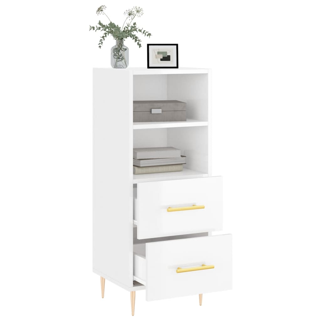 Sideboard Hochglanz-Weiß 34,5x34x90 cm Holzwerkstoff