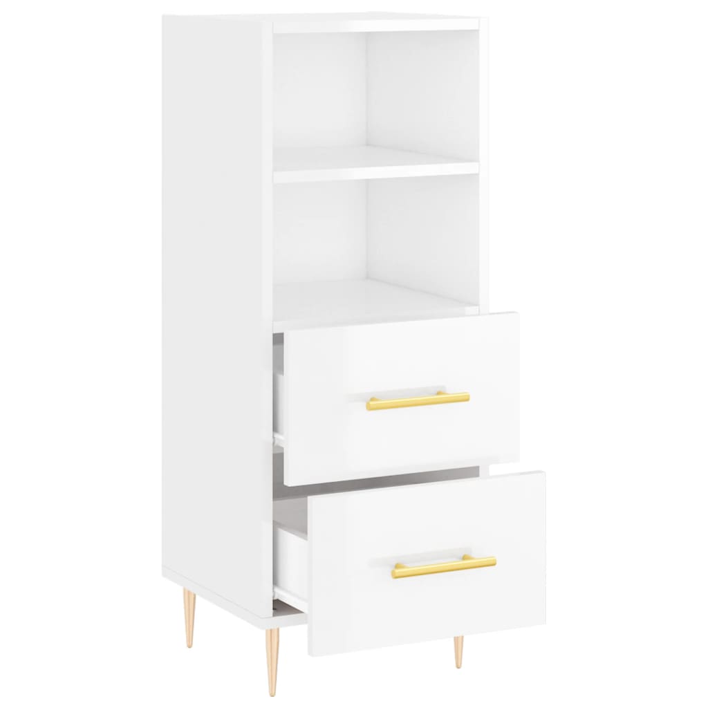 Sideboard Hochglanz-Weiß 34,5x34x90 cm Holzwerkstoff