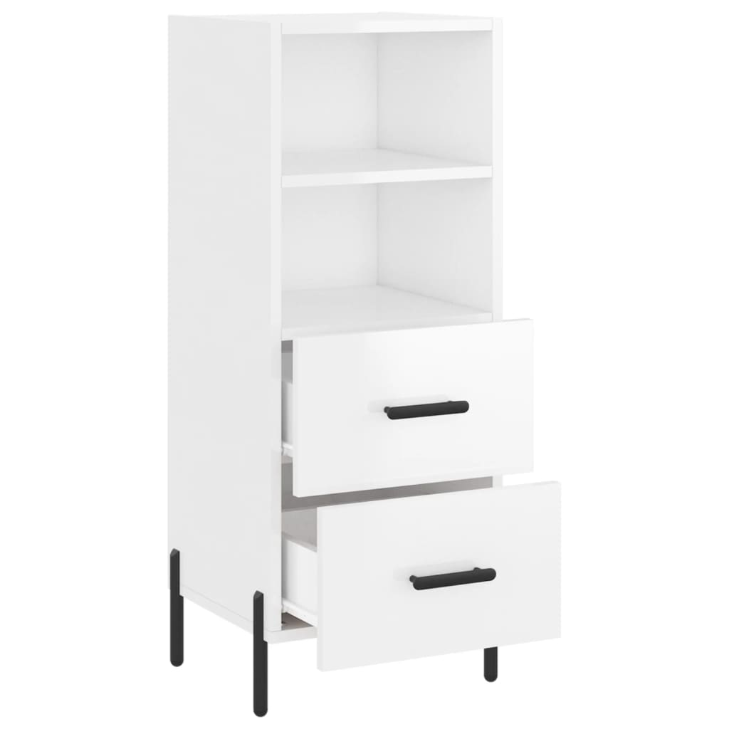 Skænk Højglans Hvid 34,5x34x90 cm Træmateriale