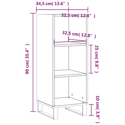 Sideboard Grau Sonoma 34,5x32,5x90 cm Holzwerkstoff