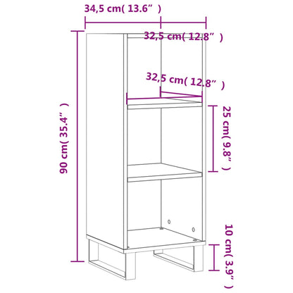 Sideboard Braun Eichen-Optik 34,5x32,5x90 cm Holzwerkstoff