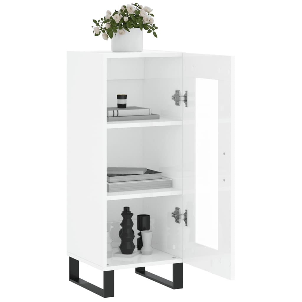 Sideboard Hochglanz-Weiß 34,5x34x90 cm Holzwerkstoff