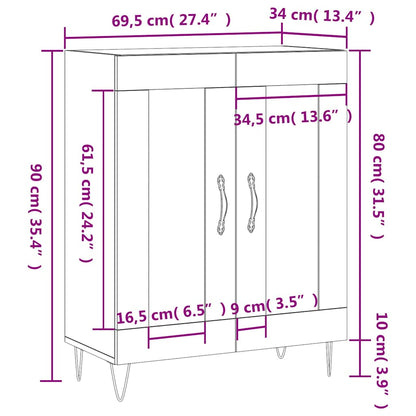 Sideboard Grau Sonoma 69,5x34x90 cm Holzwerkstoff