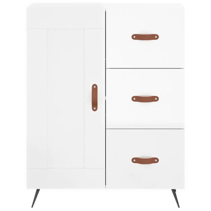 Skænk Højglans Hvid 69,5x34x90 cm Træmateriale
