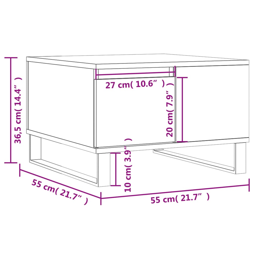 Couchtisch Weiß 55x55x36,5 cm Holzwerkstoff