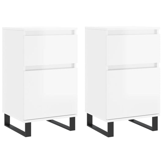 Sideboards 2 Stk. Hochglanz-Weiß 40x35x70 cm Holzwerkstoff
