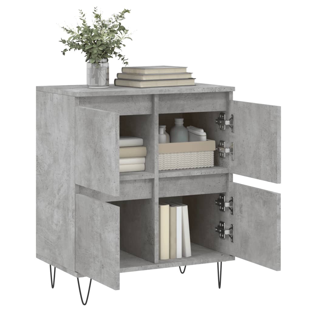 Skænk Beton Grå 60x35x70 cm Træ Materiale