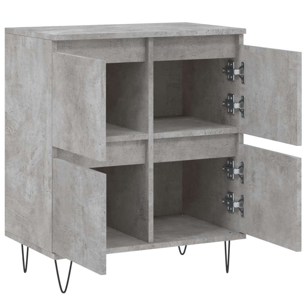 Skænk Beton Grå 60x35x70 cm Træ Materiale