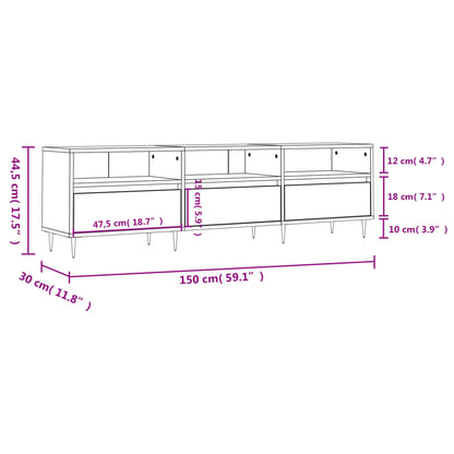 TV-skab Sort 150x30x44,5 cm Træ Materiale